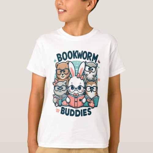 Bookworm Buddies Cute Animals  T_Shirt