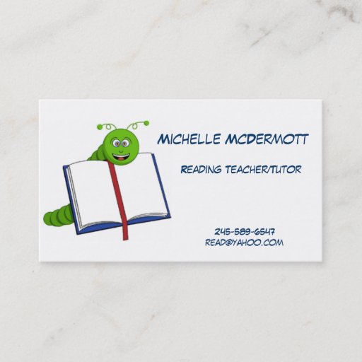 Customizable Bookworm Business Card