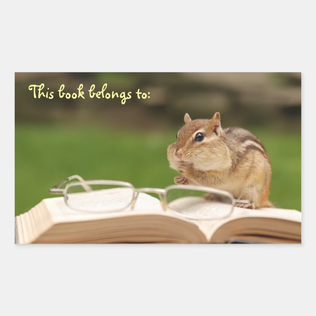 Bookworm Chipmunk Bookplate (Front)