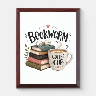 Bookworm Coffee Lover Wood Wall Art Award Plaque