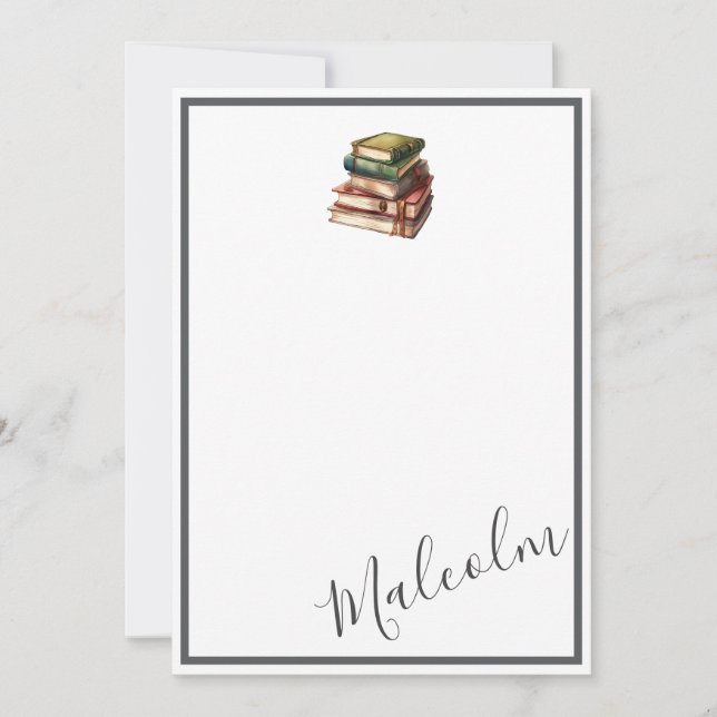 Bookworm customised name note card (Front)