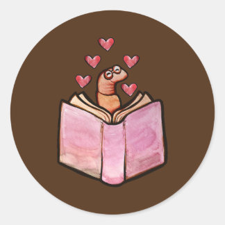 Bookworm Cute Bookish reader artwork Classic Round Sticker