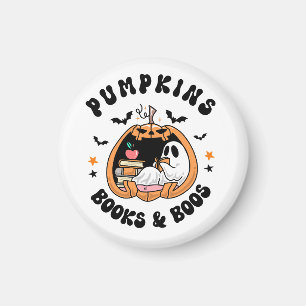 Bookworm Cute Ghost Pumpkins Books & Boos Magnet