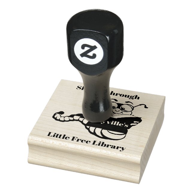 Bookworm Design Wooden Stamp (Stamp)