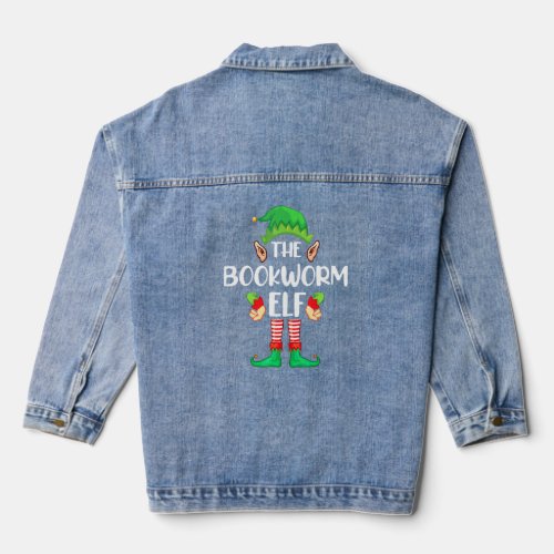 Bookworm Elf Matching Family Group Christmas Party Denim Jacket