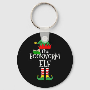 Bookworm Elf Matching Family Group Christmas Party Keychain