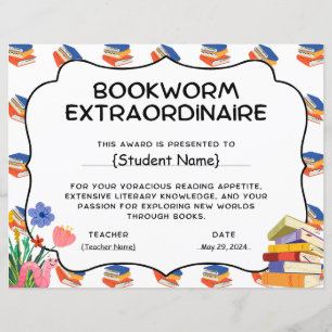 Bookworm Extraordinaire Student Recognition Award