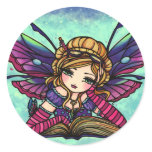 Bookworm Fairy Library Fantasy Art Stickers