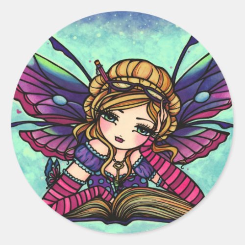 Bookworm Fairy Library Fantasy Art Stickers