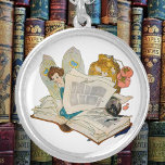 Bookworm Fairy Silver Plated Necklace<br><div class="desc">Bookworm Fairy</div>