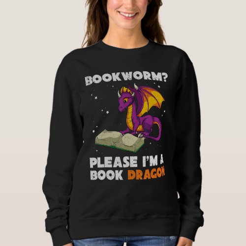 Bookworm Fantasy Animal Book Dragon Book Reading Sweatshirt