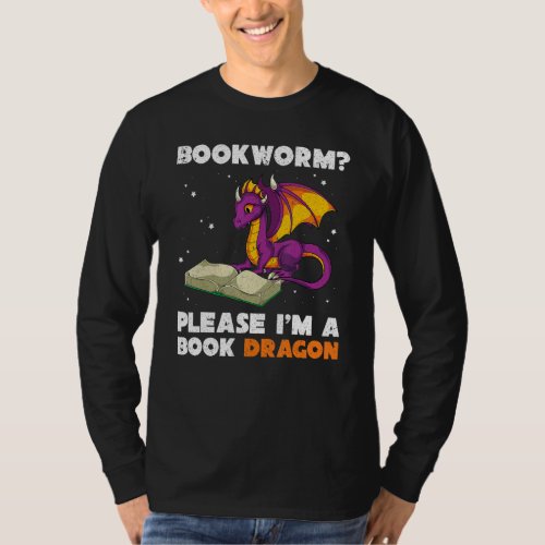 Bookworm Fantasy Animal Book Dragon Book Reading T_Shirt
