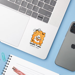 Bookworm Ghost Reading Retro Bow Creepin’ It Real Sticker