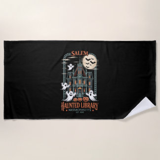 Bookworm Halloween Shirt Haunted Library Beach Towel