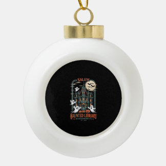 Bookworm Halloween Shirt Haunted Library Ceramic Ball Christmas Ornament