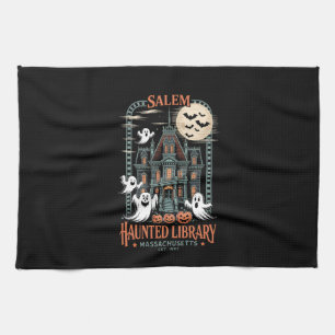 Bookworm Halloween Shirt Haunted Library Kitchen Towel
