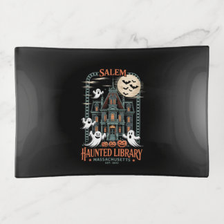 Bookworm Halloween Shirt Haunted Library Trinket Tray
