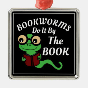 Bookworm Humor Metal Ornament