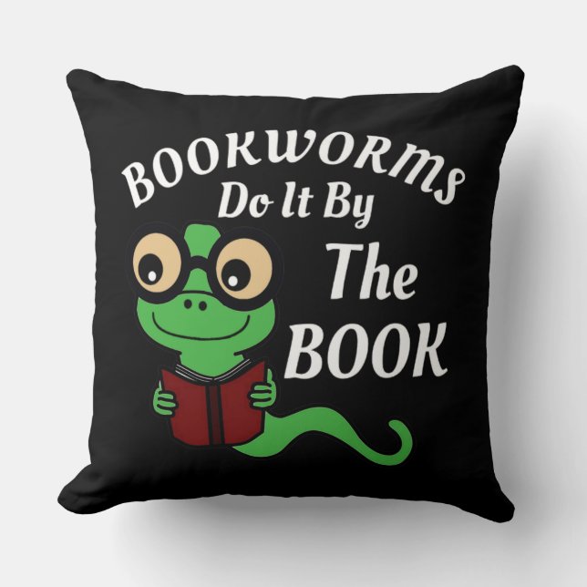 Bookworm Humor Throw Pillow (Front)