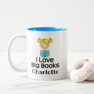 Bookworm I Love Big Books Two-Tone Coffee Mug