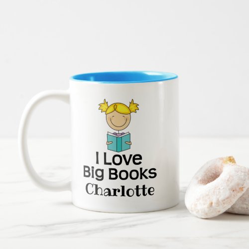 Bookworm I Love Big Books Two_Tone Coffee Mug