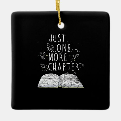 bookworm just one more chapter reading books ceramic ornament