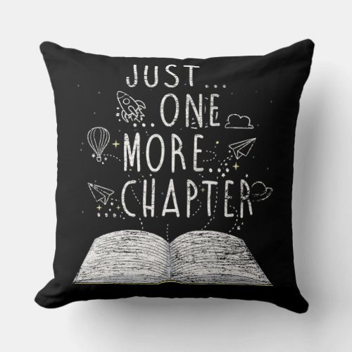bookworm just one more chapter reading books throw pillow