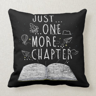 bookworm just one more chapter reading books throw pillow