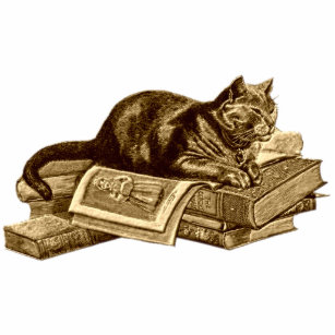 Bookworm Kitty Cat Reading Books Cutout