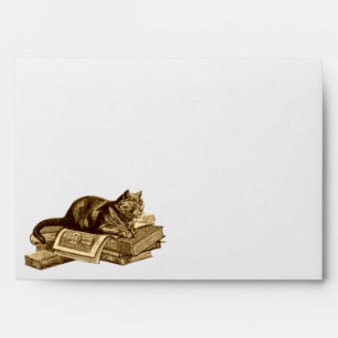 Bookworm Kitty Cat Reading Books Envelope