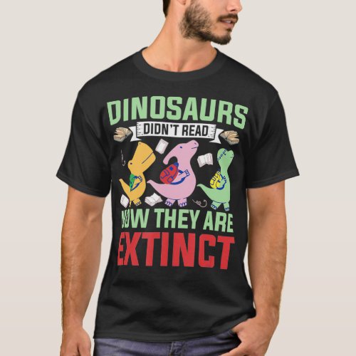 Bookworm Library Dinosaur Bookworm T_Shirt