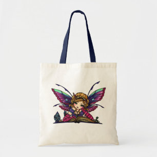 Bookworm Library Reading Book Fairy Fantasy Art Tote Bag