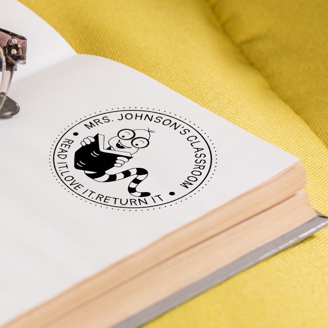 Bookworm Library Teachers Classroom Rubber Stamp (Creator Uploaded)
