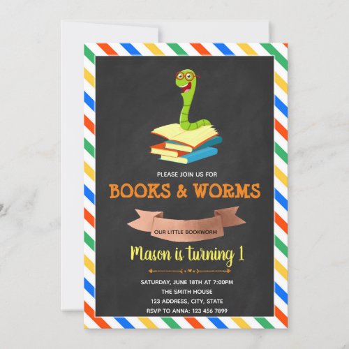 Bookworm party invitation