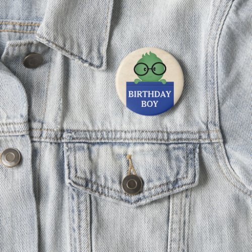 Bookworm Personalized Birthday Boy Button