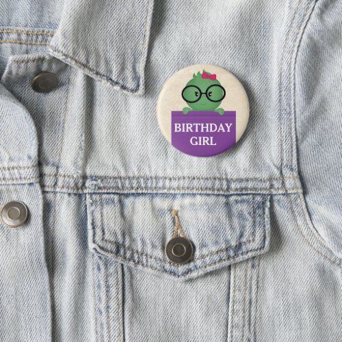 Bookworm Personalized Birthday Girl Button