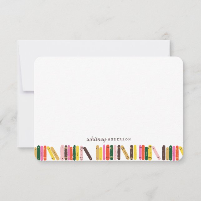 Bookworm Personalized Stationery Note Card (Front)