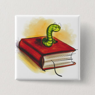 Bookworm Pinback Button