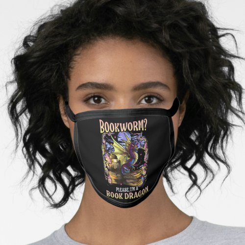 bookworm please im a book dragon reading literacy face mask