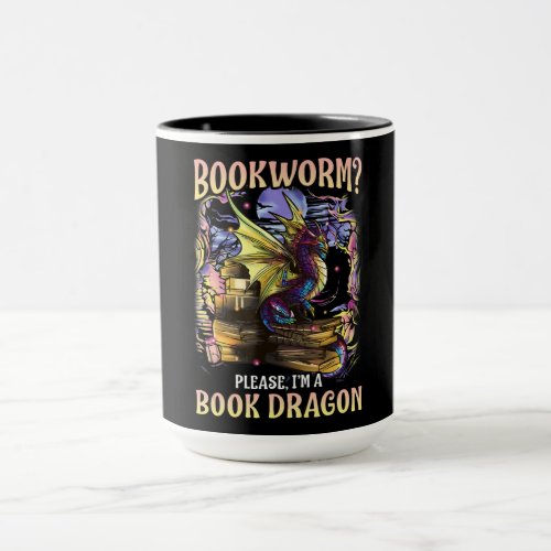 bookworm please im a book dragon reading literacy mug