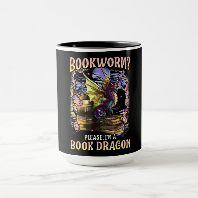 bookworm please im a book dragon reading literacy mug (Center)