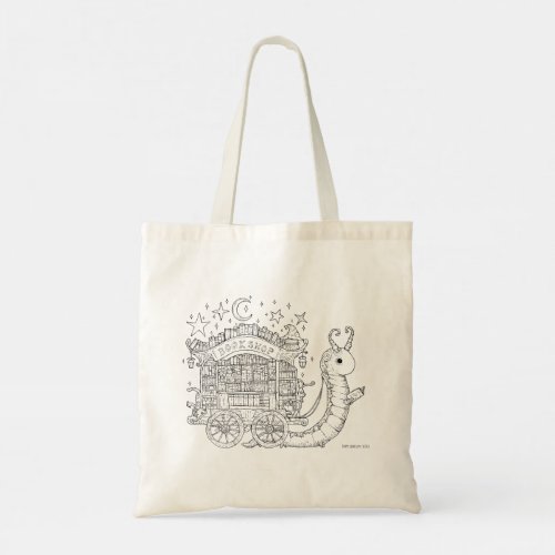 Bookworm printed Tote bag fantasy ink design