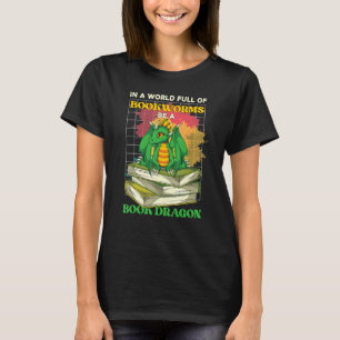 Bookworm Reading Book Librarian  Book Dragon T-Shirt