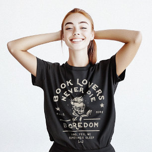 Bookworm Reading Books Funny Retro Dark Humor T-Shirt