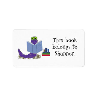 Bookworm Reading Books Label