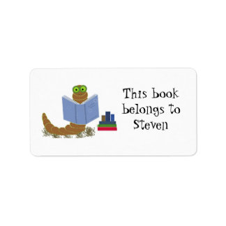 Bookworm Reading Books Label