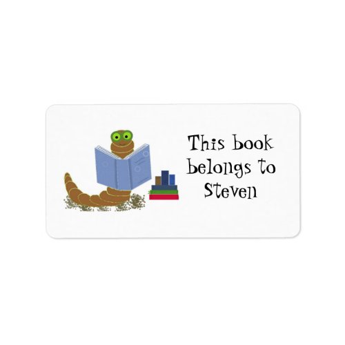 Bookworm Reading Books Label