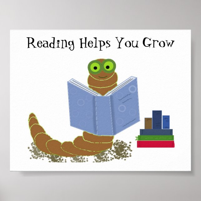 Bookworm Reading Books Poster (Front)