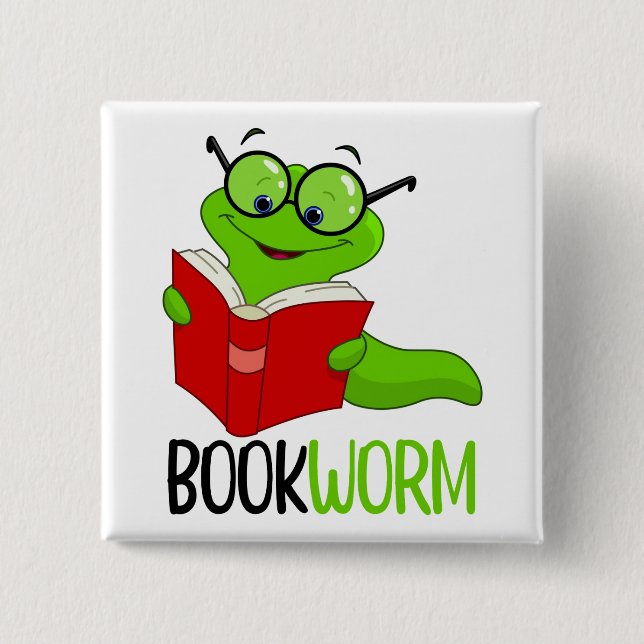 Bookworm Reading  Button (Front)