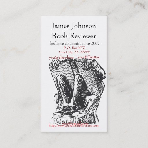 Customizable Bookworm Reading Regular Business Card